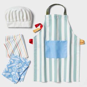 Kids' Striped Apron Set with Chef Hat – Pillowfort Target - Learn To Cook